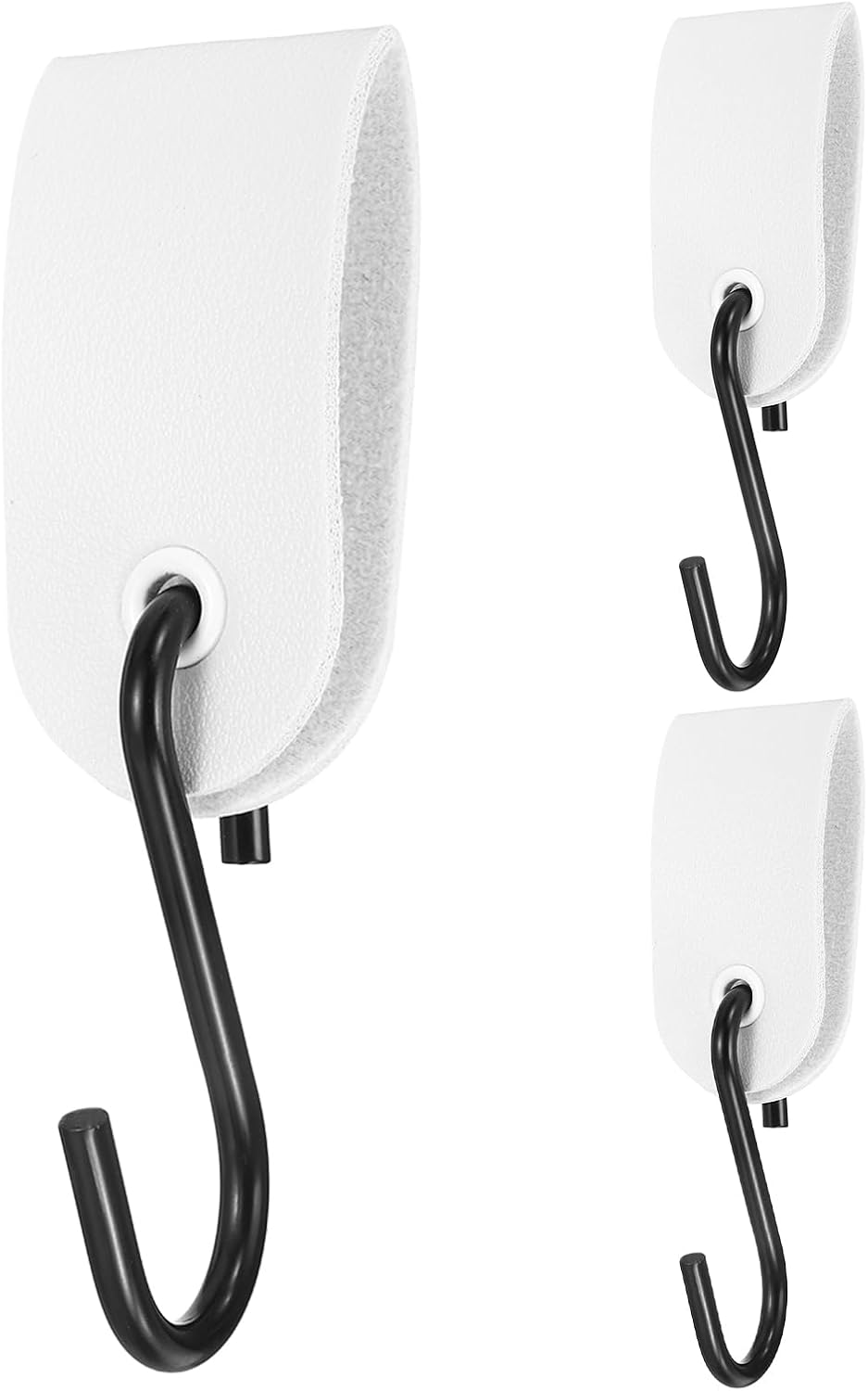 uxcell 3 Pack Leather Metal Hook Multifunctional S-Hooks with PU Straps