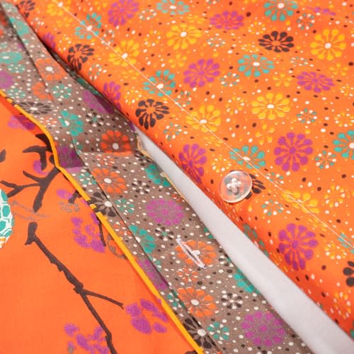 Image of Lush Decor Royal Empire Reversible Cotton Duvet Cover Set, 3 Piece Set Full / Queen, Tangerine - Striped Bedding Set - Queen Duvet Cover - Boho Decor - Orange Bedding