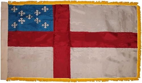 Miniatura 2 de Funda de nailon 300D bordada para iglesia episcopal de 3 x 5 pulgadas con bandera de flecos de 3 x 5 pies