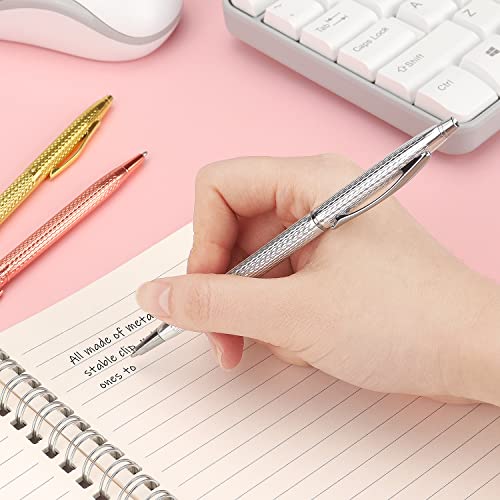 Longkey 3 Pack Slim Metallic Retractable Ballpoint Pens Black Ink, Nice Gift For Business Office Students Teachers Wedding Christmas (Silver) #TOP6