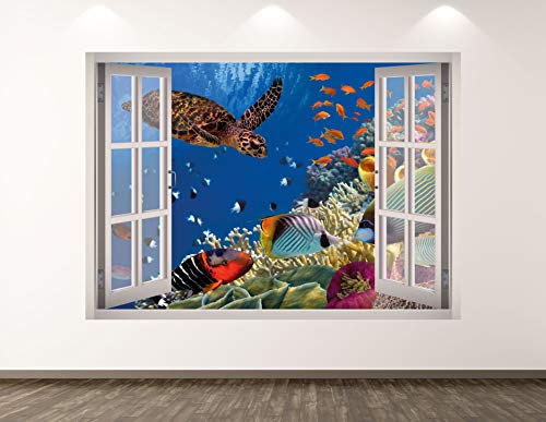 Vinilo Decorativo Acuario 3D Tortuga 40"x30" miniatura 1
