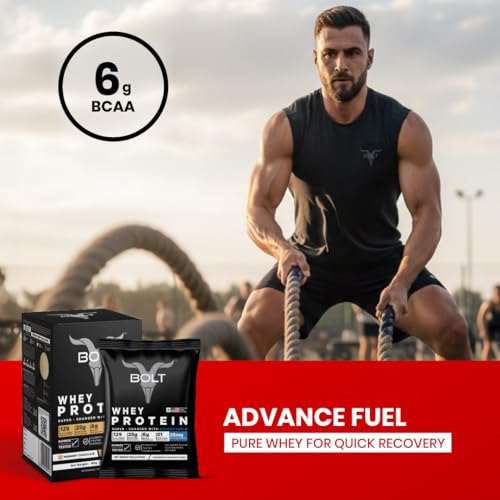 Image of Bolt Whey Protein Protein Powder | 5 Sachet Travel Pack (5x33g) | Piedmont Chocolate | 25g Protein per Serving | 6g BCAA | Muscle Support & Recovery | No Added Sugar | Gluten-Free | Easy to digest