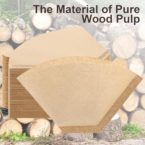 Image of Coffee Filters #2, 600Pcs Unbleached 2 Cone Filters Paper | Natural Wood Pulp, Disposable, Tear Resistant Coffee Filter for Pour Over and Drip Coffee Maker