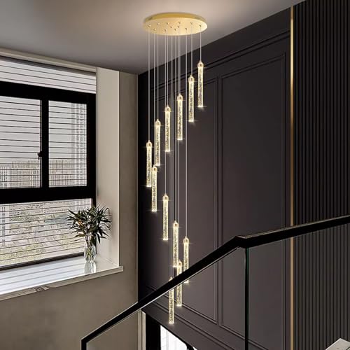Lustre escalier moderne en cristal K9 d'exception pour hall de grande hauteur