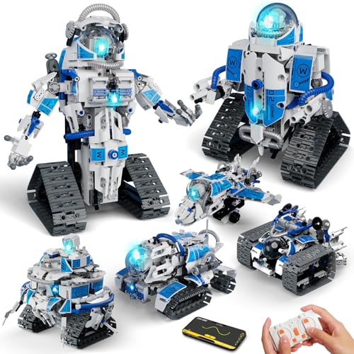 Sunrad Technik Roboter Bauspielzeug für Kinder 6 in 1 App & Fernsteuerung Technic Roboter EIN Kettenfahrzeug Baustein 780 Stück RC Programmierbares Spielzeug Geschenk für Jungen Mädchen 7-12+