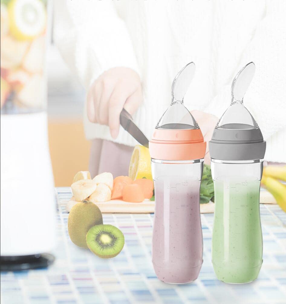 haakaa Silicone Baby Food Dispensing Spoon Feeder 4oz&Breast Milk Storage Bag 9oz Set-Infant Squeeze Cereal Feeder|Refillable Baby Food Squeeze Pouch image 4 of 9 B0CMLLR17N