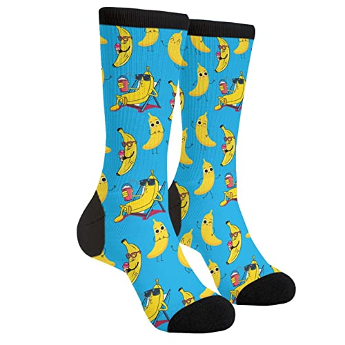 GJLNTRF Funny Banana Fruit Funny Novelty Socks Casual Athletic Crazy Cute Crew Socks For Women Men