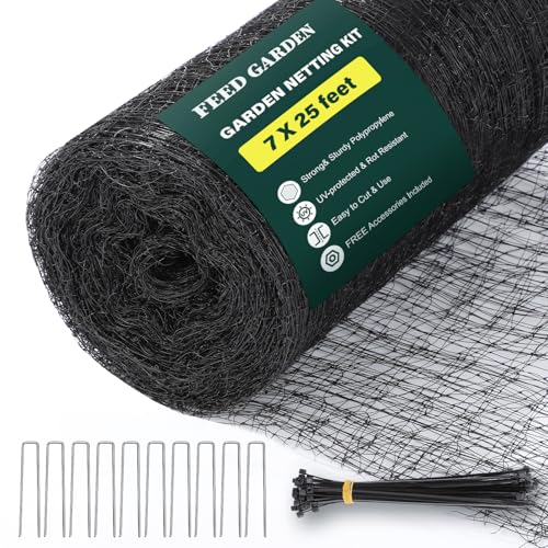 Image of FEED GARDEN Garden Netting 7FT x 25FT for Raised Beds, Heavy Duty Bird Netting & Deer Fence with 3 /4 Inch Mesh, UV Resistant Garden Cover for Strawberries, Vegetables, Flowers and Garden Plants