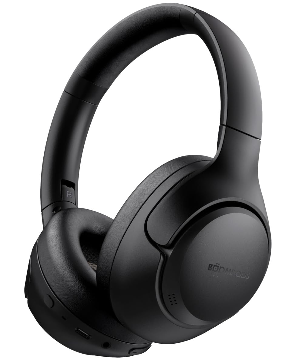Boompods Orbit ANC Écouteurs Bluetooth sans Fil - Casque Audio avec RéDuction Active du Bruit, Autonomie 18h, Casque sans Fil avec Micro, USB-C Charging et Étui de Voyage, Noir