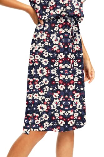 Image of Simier Fariry Womens Summer Hide Belly Knee Length Travel Dress Pocket Short Sleeve Midi Work Casual Outfits