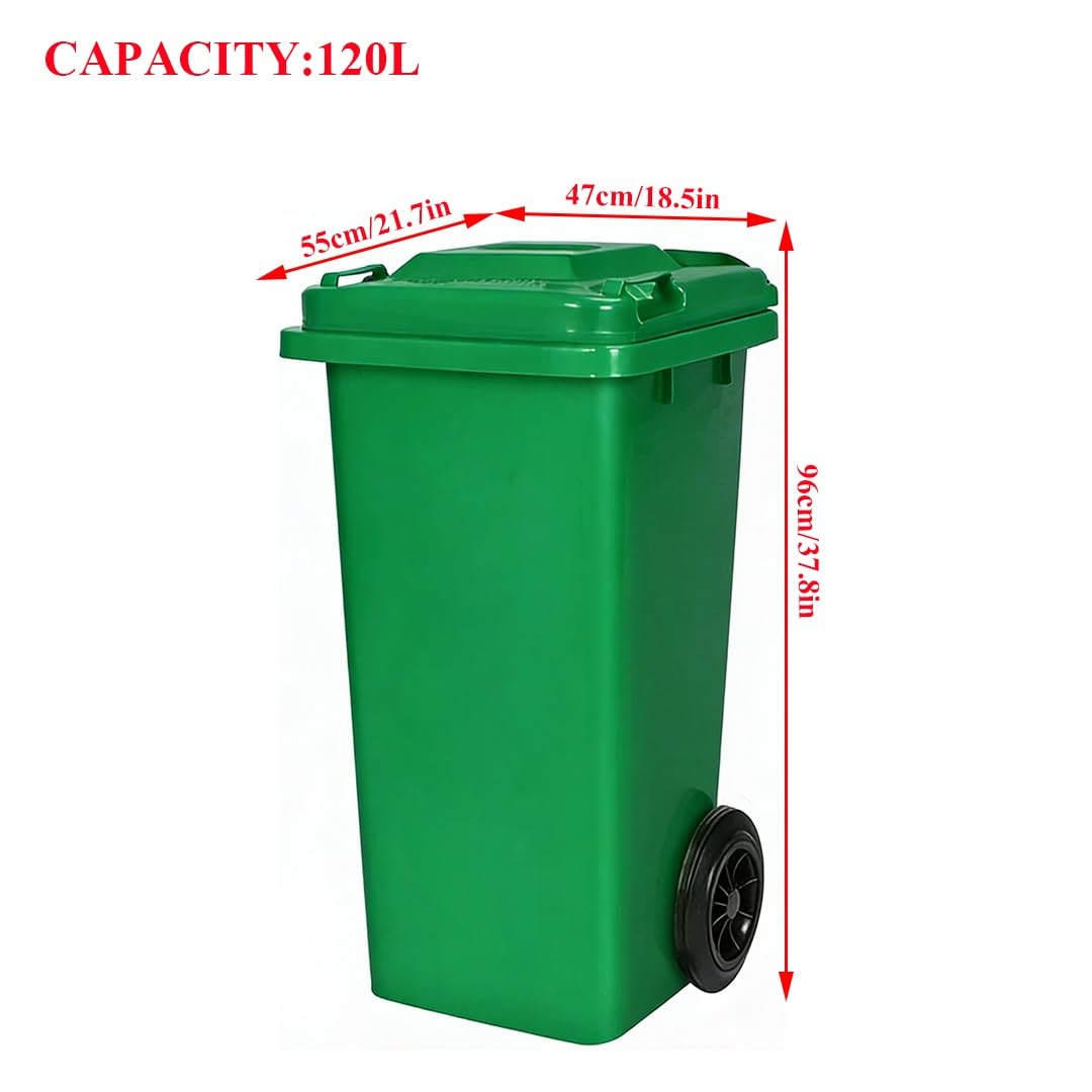 Commercial Wastebasket Trash Container, Plastic Rectangular Trash,Outdoor Waste Container for Landscapers/Construction/Restaurants/Back of House/Offices/Warehouses(Red,120L)