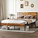 OLIXIS Full Size Bed Frame with Headboard, 800LBS Mattress Foundation with All Sturdy Metal Support, Under Bed Storage, No Box Spring Needed, Easy Assembly, Rust Brown