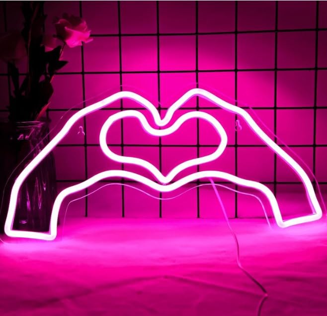 SG Print Heart Neon Sign, Pink, 12X6 | LED Light, Wall Decor, Girl's Room/Store/Bar/Party/Wedding, Birthday Gift-image-5