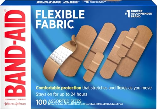 Image of Band-Aid Brand Flexible Fabric Adhesive Bandages, Comfortable Sterile Protection & Wound Care for Minor Cuts & Burns, Quilt-Aid Technology to Cushion Painful Wounds, Assorted Sizes, 100 ct