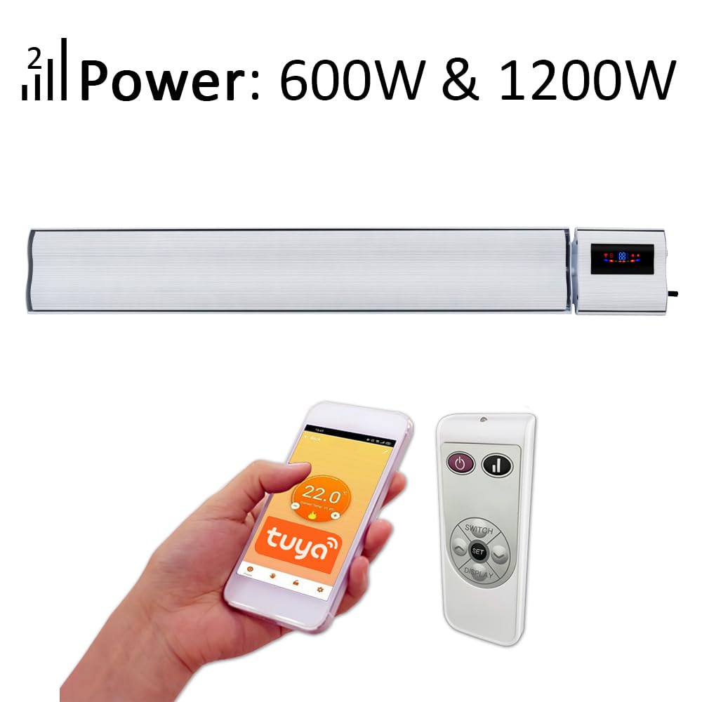 Grzejnik elektryczny ElectricSun 1200-600W biały, z WiFi aplikacja, 94x15cm