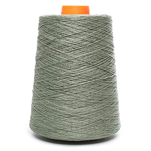 Lusie's Linen Yarn - 100% Linen - 1.15 lb (18oz) Cone - Antique Green - for Weaving, Crocheting, Knitting, Embroidery (3-PLY)