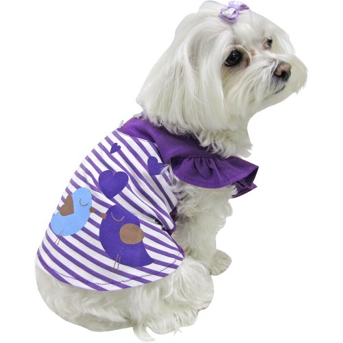 Foufou Dog Miss Lovebird Dress, Purple, Small #TOP2