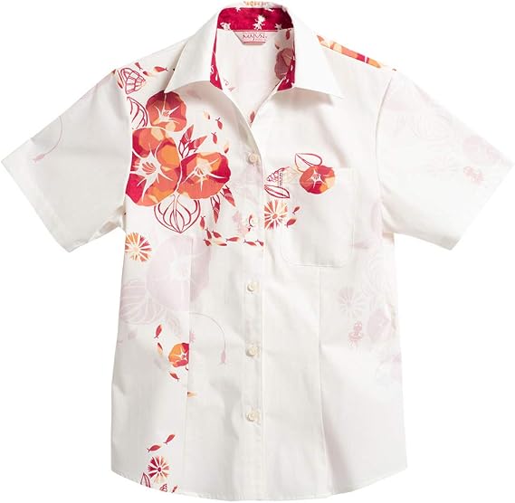 Amazon Co Jp Majun マジュン 国産シャツ かりゆしウェア アロハシャツ 結婚式 レディース シャツ スキッパー プレザシーサイド ファッション