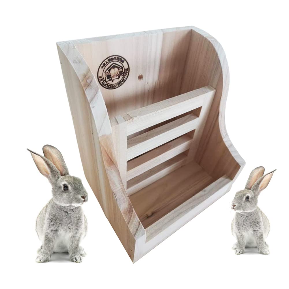 Easy-Topbuy Wooden Hay Feeder For Rabbits, Pet Feeding Rack Straw Food Frame Bowl, Grass Hay Rack For Rabbits | Guinea Pig | Chinchillas | Squirrel | Hamster, 15.5X15.5x18.8cm