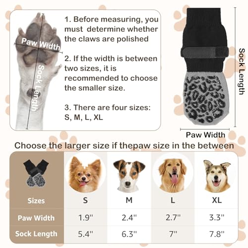 YEAMLTE Hundeschuhe, 2 Pairs Doppelseitige Anti Rutsch Socken Hund, Hunde Schuhe mit Verstellbarem Klettverschluss, Verhindert Lecken, für Hundeschuhe Pfotenschutz Outdoor (M)