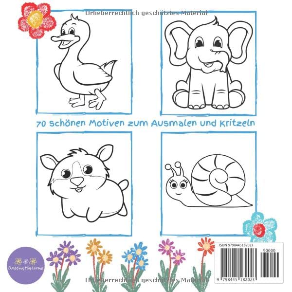 Kritzelbuch ab 1 Jahr - Tiere: Mein erstes Malbuch für Kleinkinder | Ausmalbuch für Kinder mit 70 schönen Motiven zum Ausmalen und Kritzeln | Kritzelmalbuch für Mädchen und Jungen Taschenbuch – 2. April 2022 - Image 3