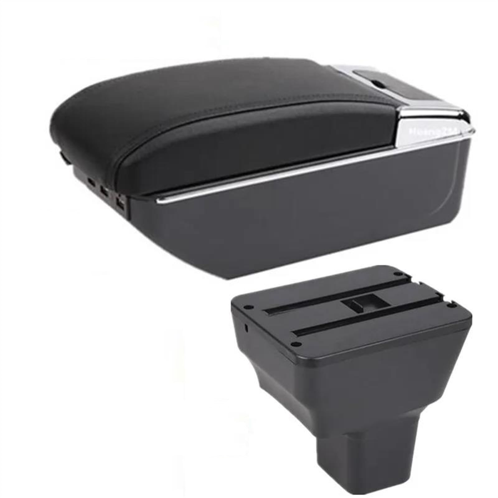 NOHEEU Car Armrest Special Storage Box Modified Parts For Almera For Versa 2020 2021 2022 2023(C black line 7USB)