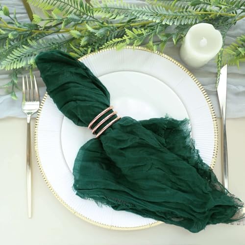Efavormart 5 Pack 24'x19' Hunter Emerald Green Matte Gauze Cheesecloth Napkins, Moody...