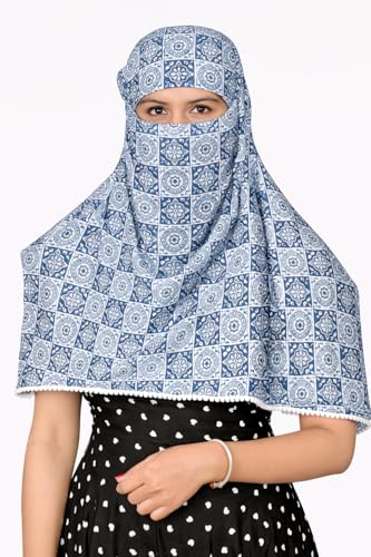 Image of Scarf Face Cover Mask Sun Protection Hair,Head, Neck, Nose Safety Head Wrap Scarf For Women Girls Daily Use Dupatta Hijab Double Layer Cotton Printed Kalamkari