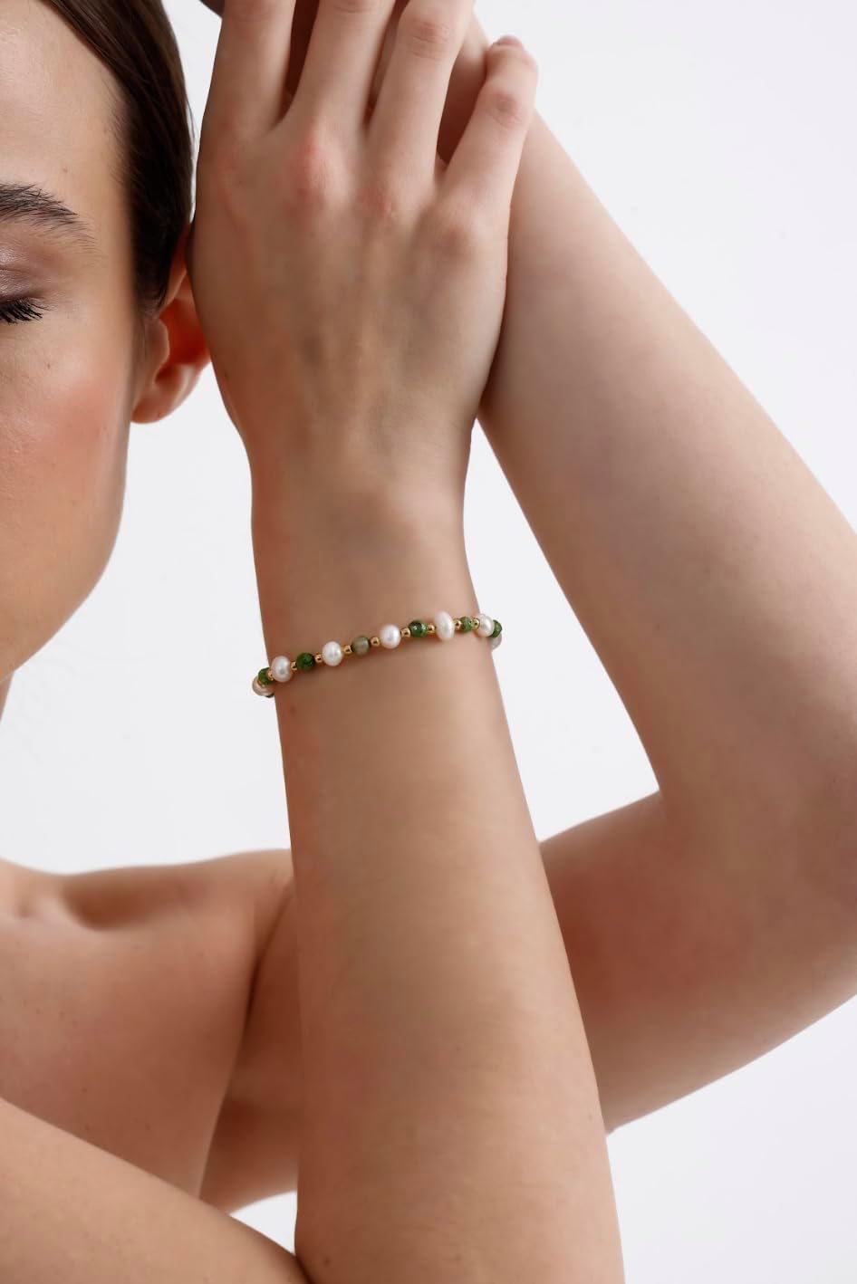 Natural Stone and Freshwater Pearl Bracelet – 18K Plated gold Jewelry for Women, Plated Gold Beaded Bracelets for Women, Perfect for Trendy and Timeless Women’s Jewelry Collections - Image 3