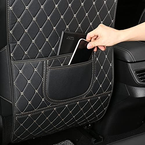 YUEGOO 2 Pezzi Tappetino Anti-Calcio Protezioni per Sedile Auto per Audi A1 A3 A4 A5 A6 A7 A8 S3 S4 S5 S6 S7, Protezione dello Schienale del Sedile Auto in Pelle Impermeabile Anti-Sporco,E/Winered