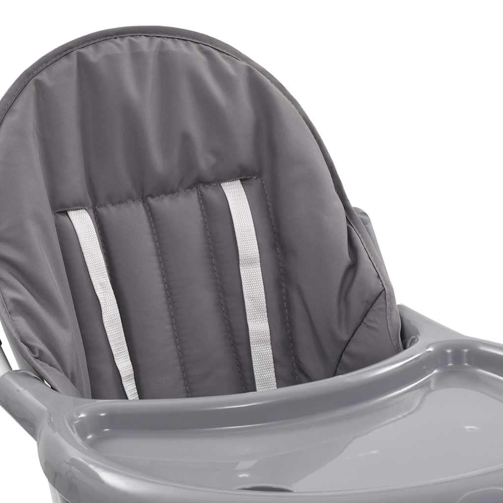 Baby-Hochstuhl Grau und Weiß klappbar mit 5-Punkt-Gurt und Verstellbarer Fußstütze, mitwachsender Kindersitz für Kleinkinder, Esszimmer und Reise, faltbar, Robustes Stahlrohr und Kunststoff