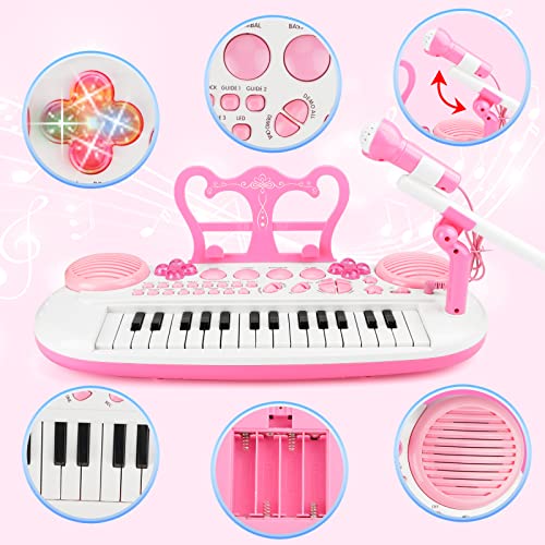 BAOLI 31 Keys Kids Piano Keyboard with Microphone, Multifunctional Portable Electronic Piano Educational Musical Instrument Toy, Birthday Gifts for Beginner Children Toddler Boys Girls Age 3-6