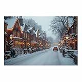BOHUO Deko Winterlandschaft Bilder als Leinwandbild Waldschnee Rustikale Blauen Wandbilder für Badezimmer Wohnzimmer Dekor(Grau 48)-60x80cm Ungerahmt