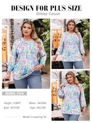 Image of Chulianyouhuo Womens Plus Size Tops 3 /4 Sleeve Casual T Shirts