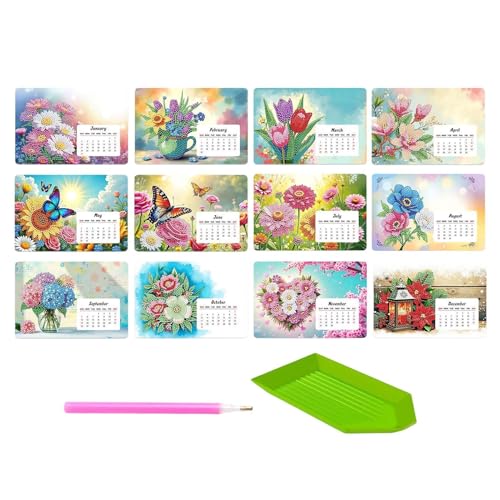 Planificador mensual creativo hecho a mano con kits de calendario de arte con gemas para hogar
