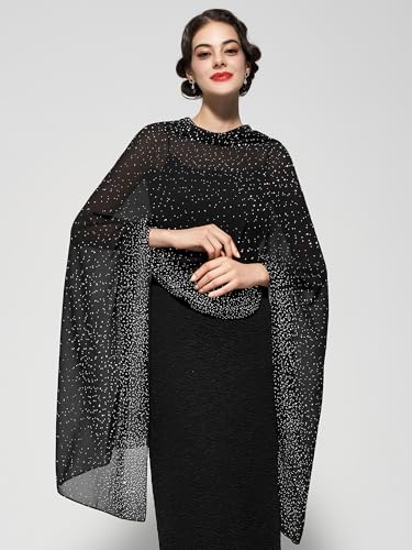 YESSA Womens Rhinestone Shawls and Wraps for Evening Dresses,Sequin Chiffon Shawls and Wraps for Weddings Formal Shawl Scarf3