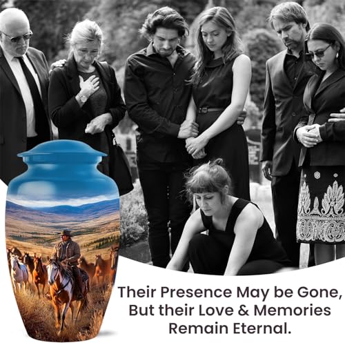 Image of Dallas Cowboy Urn Set of 6 with 1 Large Cremation Urn for Ashes Adult Male & Female, 4 Small Urns & 1 Pendant for Ashes | Decorative Urns for Funeral Upto 220 lbs