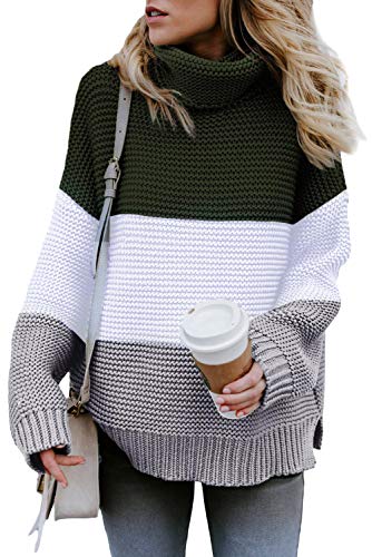 KINGFEN 2022 Fall Sweaters for Women Clothes Turtleneck Winter Sweaters Long Sleeve Holiday Sweaters for Women Winter Outfits for Women's Fashion Chunky Sweaters Top Green M