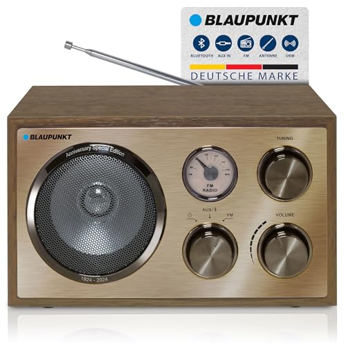 BLAUPUNKT RXN 180, Küchenradio mit Bluetooth, UKW Radio, tragbares Küchenradio, Retro Design, Netzbetrieb hochwertiger Klang - Messing