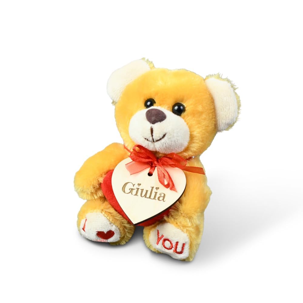 Peluche San Valentino - Orsetto personalizzato con nome e dedica - Pupazzo I Love You - Idea Regalo per lei e per lui