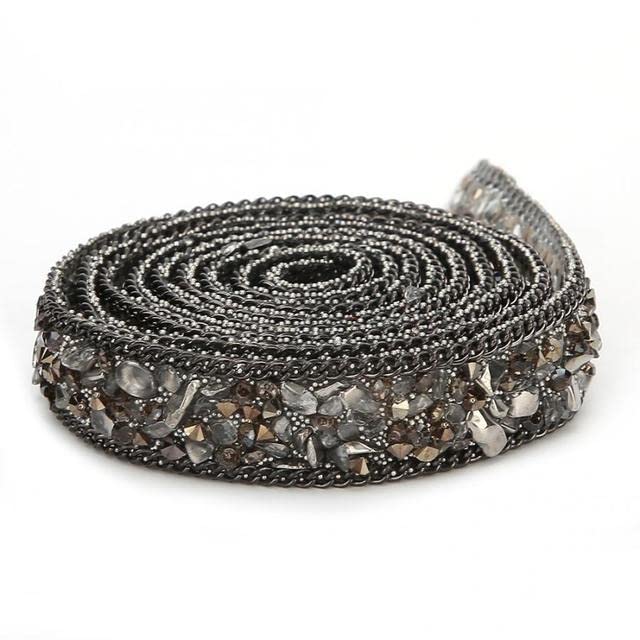 DIY Rhinestone żwir wstążka łańcuszek wstążka wykończenia ubrania buty łańcuszek z kryształkami górskimi wykończenia krawieckie akcesoria do dekoracji-2 (3)