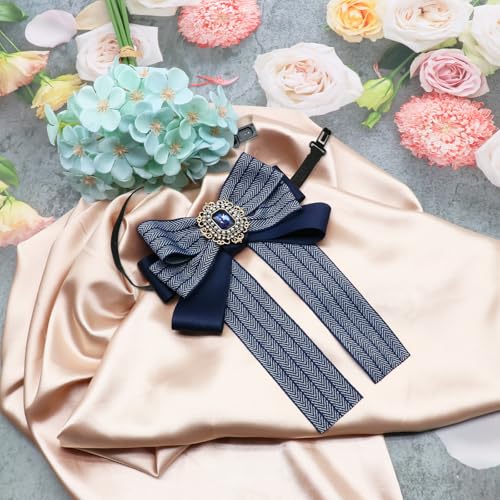 Image of Womens Bow Tie Adjustable Rhinestone Bowtie for Women Ladies Girls Pre-tied Womens Tie for Shirt Suit Uniform
