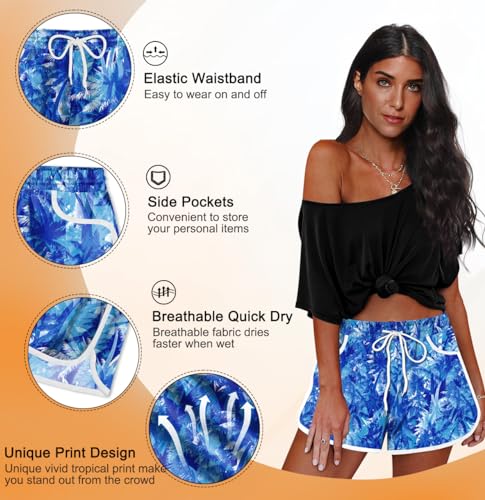 Image of For G and PL Women Summer Floral Beach Boardshorts with Pockets Swim Trunks