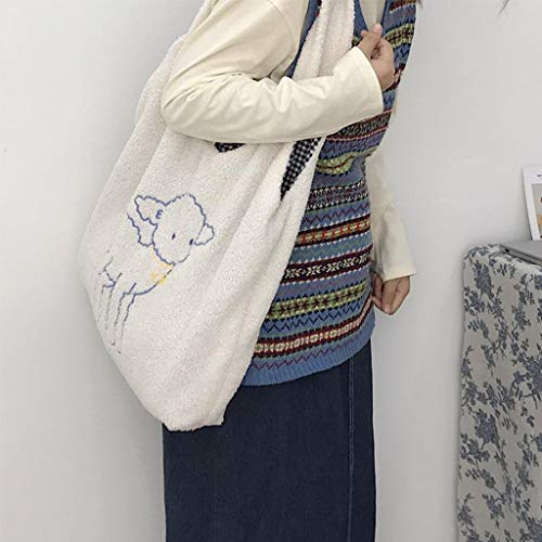 Generic Inverno Peludo Grande Sheep Padrão de Moda Bolsas Senhoras Ombro Mensageiro Sacos de Viagem