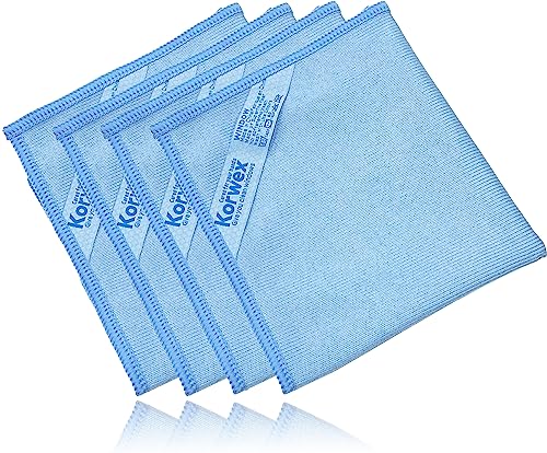 Korwex Window Cleaning Cloth, Glass Cleaning Cloth, Streaks Schatches Free. (Blue Pack 4)