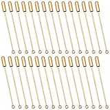 60pcs Brooch Pin Stick for Jewelry Making,Metal Stick Pin Brooch Safety Pins Needle Eye Pin with Stopper Ends for DIY Costume,Suit Tie Hat pin,Jewelry Making Accessories(K Gold)