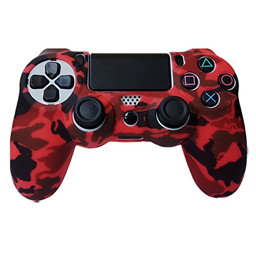 Hikfly Silicone Gel Controller Cover Skin Protector Compatible For Playstation 4 Ps4/Ps4 Slim/Ps4 Pro Controller (1 X Controller Cover With 8 X Fps Pro Thumb Grip Caps)(Red) #TOP5