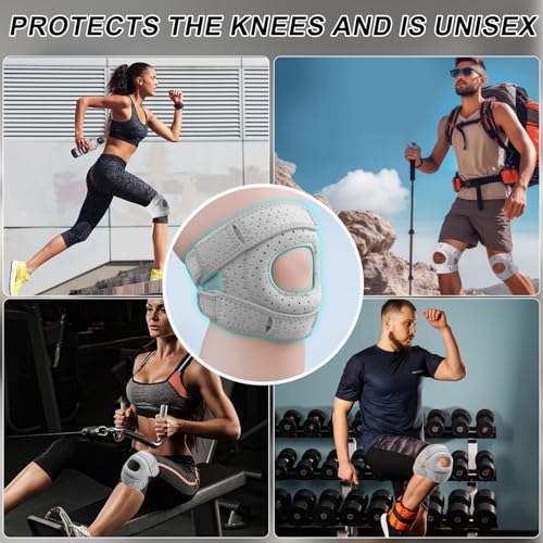 Patella stabilisierende Knieorthese, Knie Bandagen mit Patella-Gelpolstern, Kniebandage Verstellbare Knieorthesen, Joggen und zur Schmerzlinderung, für Laufen, Meniskusriss, Gelenkschmerzlinderung