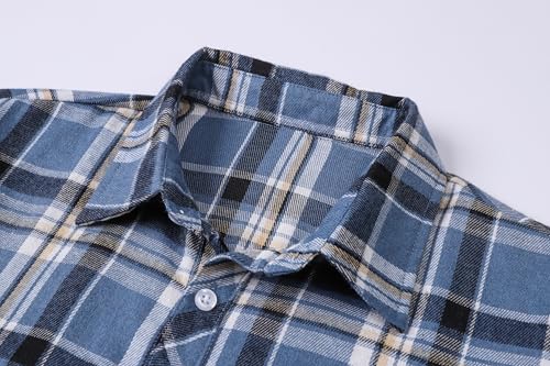 Image of Betusline Boy and Men Button Down Plaid Shirt