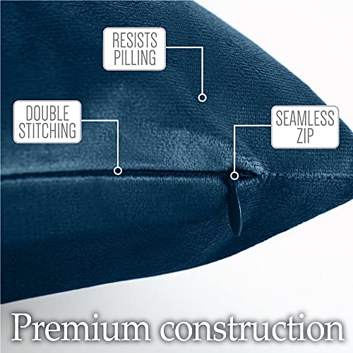 Lalaloom Bed Sheets 4 Piece Set And Velvet Throw Pillow Covers Set Of 2, Bed Sheet Size King In Navy Blue, Breathable Microfiber, Throw Pillowcases Size 16X16 In Dark Blue, 2 Item Bundle #TOP7